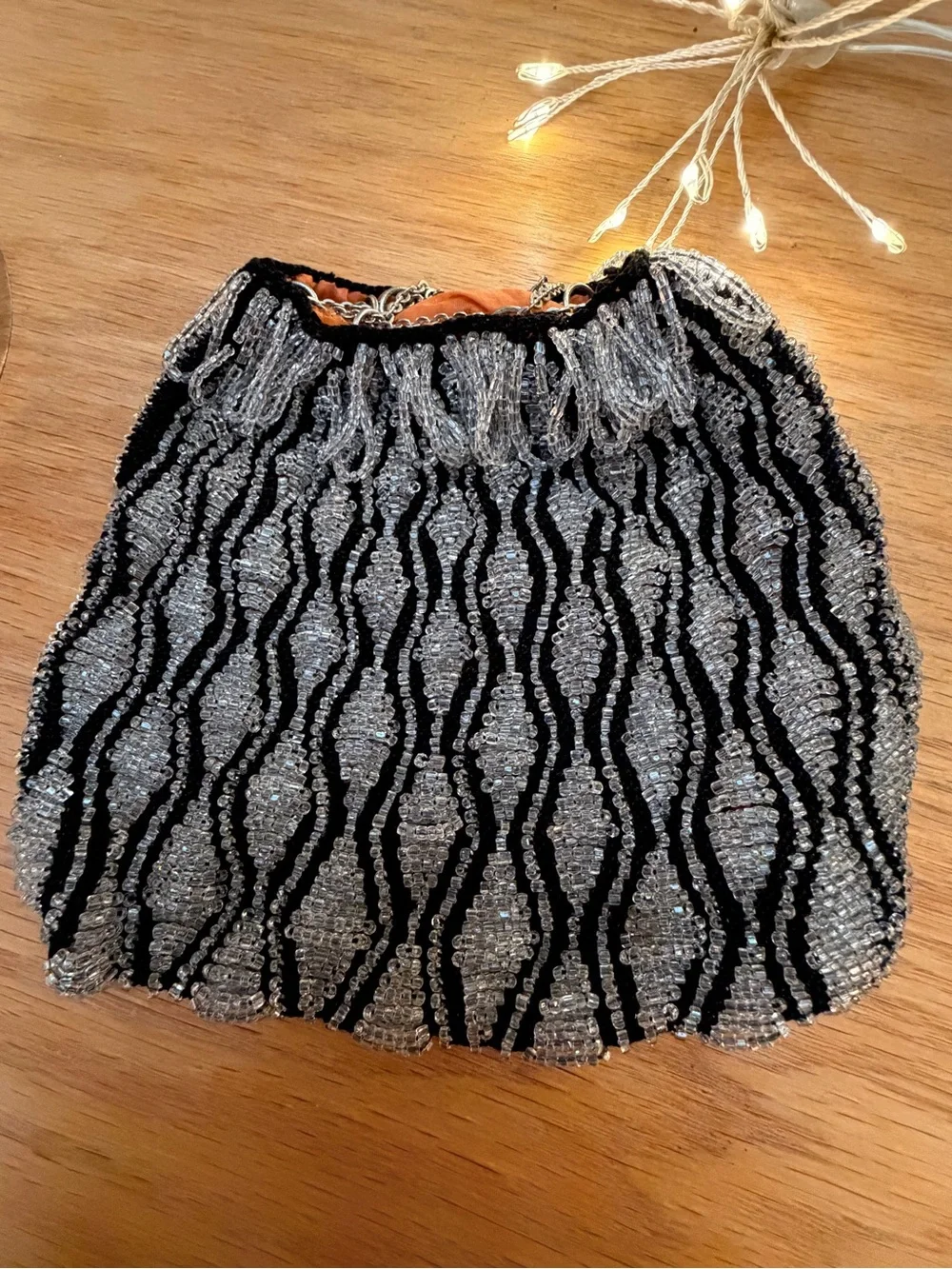 Antique 1920s Art Deco Beaded Swag Purse Flapper Reticule Bag